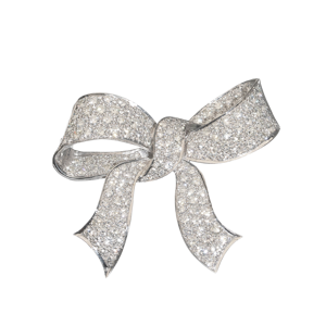 Diamond And 18ct White Gold Bow Brooch, 15.00ct, 1994