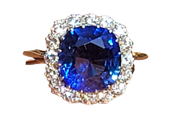 Natural 6ct Ceylon sapphire and diamond cluster ring SKU: 5544 DBGEMS - image 1