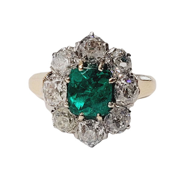 Colombian Emerald and diamond cluster ring SKU: 5545 DBGEMS - image 1