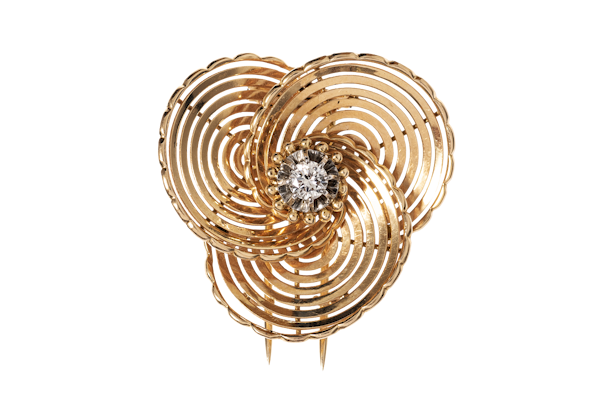 Gold and Diamond Brooch of Entwined Openwork Circles - image 1