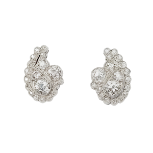 Art deco old mine cut diamond stud earrings SKU: 5571 DBGEMS