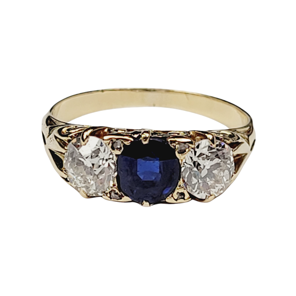 Fine antique sapphire and diamond engagement ring SKU: 5575 DBGEMS - image 1