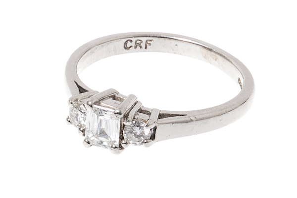 Diamond Ring in Platinum with Baguette Cut Diamond - image 1
