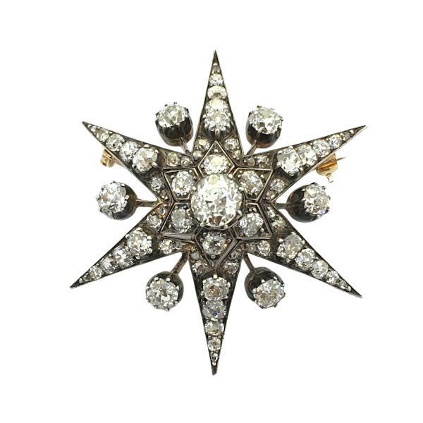 Diamond Star Brooch c1890 @ Finishing Touch - image 1