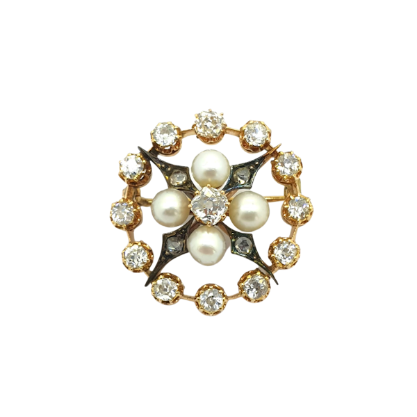 Antique Pearl and Diamond brooch - image 1