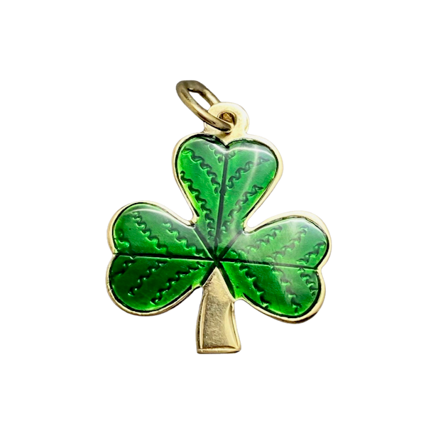 Clover Enamel Pendant in 9ct Gold dated Dublin 1941, Lilly's Attic since 2001 - image 1