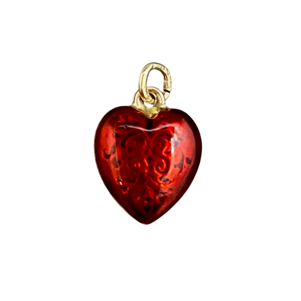 Heart enamel Charm/Pendant in 9ct Gold date circa 1910, Lilly's Attic since 2001 - image 1