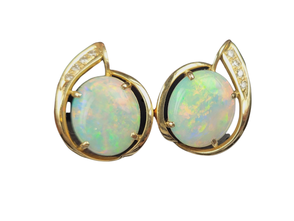 Super cool vibrant opal and diamond earrings SKU: 5609 DBGEMS - image 1