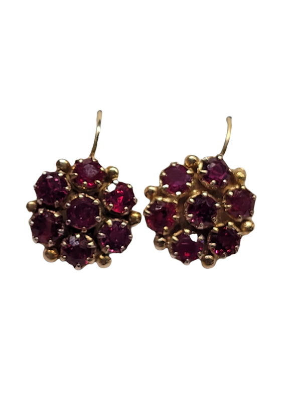 Pair of antique Ruby cluster earrings SKU: 5608 DBGEMS - image 1
