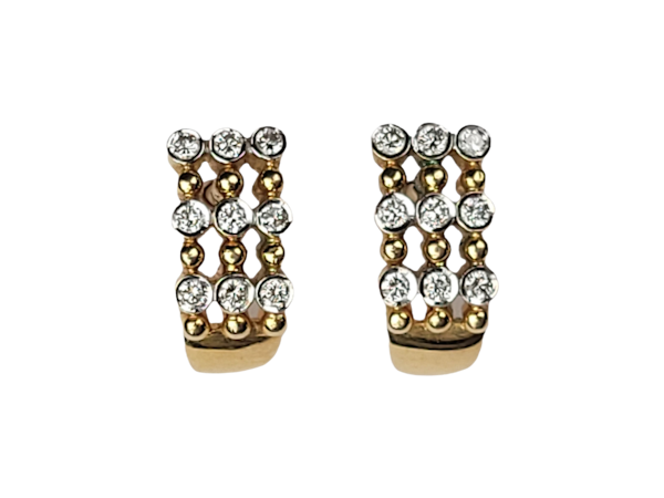 Pair of stylish vintage gold and diamond hoop earrings SKU: 5603 DBGEMS - image 1