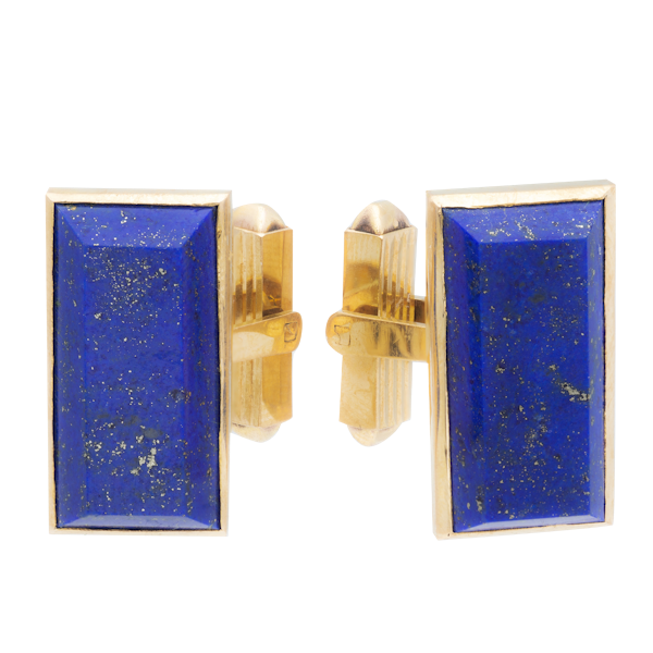 A Pair of Gold Lapis Cufflinks - image 1