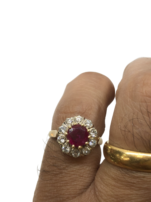 1.93ct ruby diamond 18ct yellow gold ring