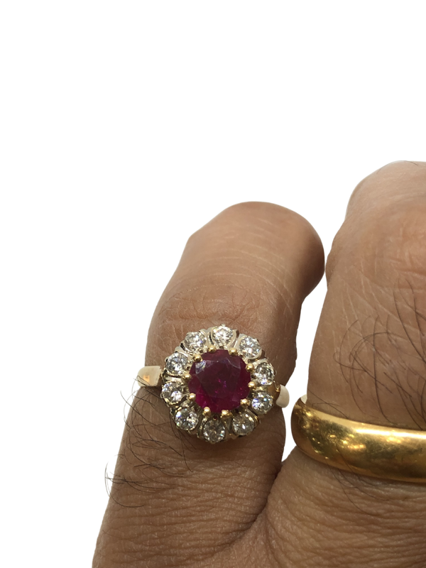 1.93ct ruby diamond 18ct yellow gold ring - image 1