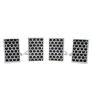 A Pair of Silver Black Enamel Cufflinks