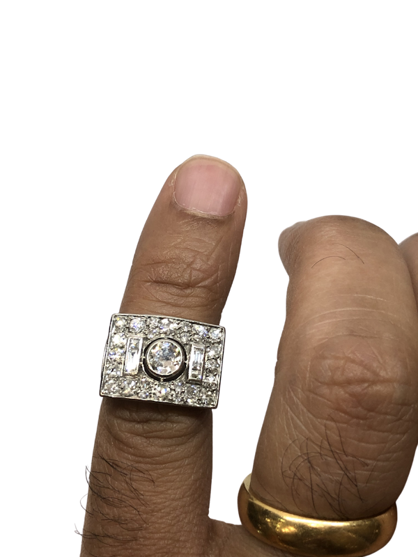 Art Deco French diamond platinum ring - image 1