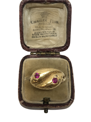 Victorian double head ruby diamond ring at Deco&Vintage Ltd