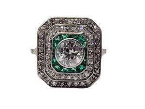 Emerald and diamond target ring SKU: 5652 DBGEMS