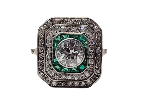 Emerald and diamond target ring SKU: 5652 DBGEMS - image 1
