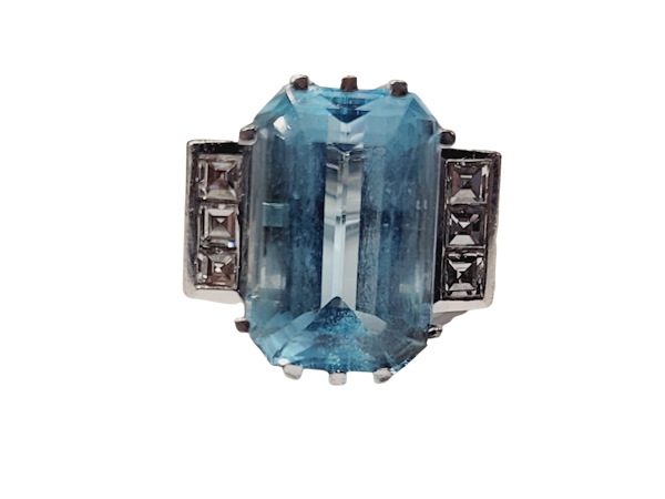 Aquamarine and square diamond dress ring SKU: 5651 DBGEMS - image 1