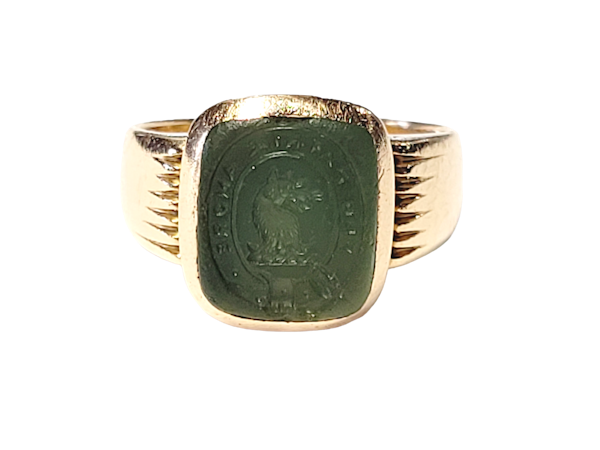 Antique Chrysoprase signet ring SKU: 5497 DBGEMS - image 1