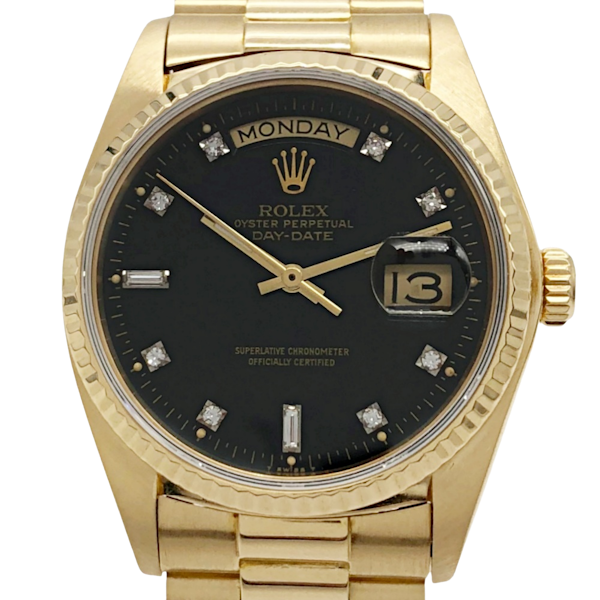 ROLEX DAY-DATE 18038 FACTORY BLACK DIAMOND DIAL - image 1
