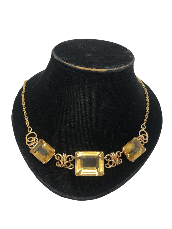 1940,s citrine 18ct yellow gold necklace - image 1