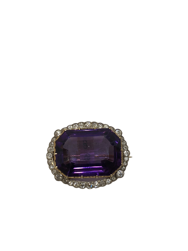 Victorian amathyst diamond brooch - image 1