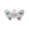 Antique Diamond Emerald, Ruby, Silver, And Gold Butterfly Brooch, Circa 1880 - image 1