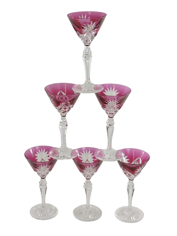 VAL St LAMBERT Crystal - MUNSTER Cut - Set 6 Cocktail Glasses - 5 7/8" - image 1