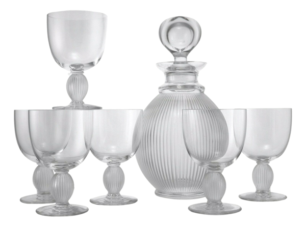LALIQUE Crystal - LANGEAIS - Decanter and 6 Red / Claret Wine Glasses - Set - image 1