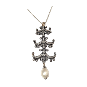 Pagoda antique diamond and natural pearl pendant SKU: 5696 DBGEMS