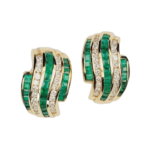 Emerald and diamond earrings SKU: 5690 DBGEMS - image 1