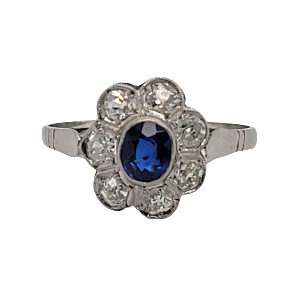 Antique sapphire and diamond cluster ring SKU: 5681 DBGEMS - image 1