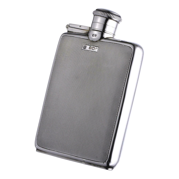 Sterling Silver - HIP FLASK - Charles S Green & Co Engine Turned 1948 - image 1