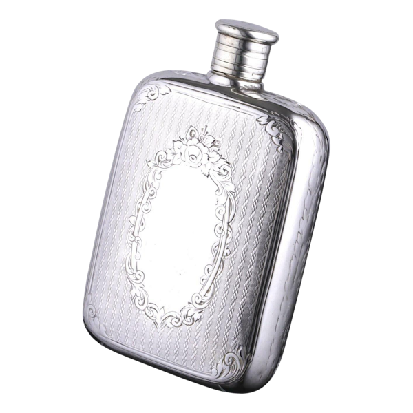 Sterling Silver - Engine Turned HIP FLASK - Charles Green & Son - 1872 - image 1