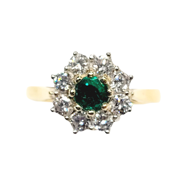 Emerald and diamond cluster engagement ring SKU: 5703 DBGEMS - image 1