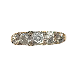 Chunky old mine cut diamond 5 stone carved half hoop ring SKU: 5705 DBGEMS