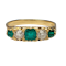 Emerald and diamond five stone carved half hoop ring SKU: 5714 DBGEMS - image 1
