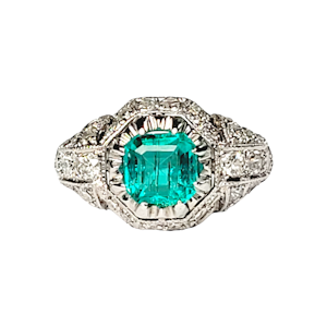 Art deco Colombian emerald and diamond ring SKU: 5725 DBGEMS