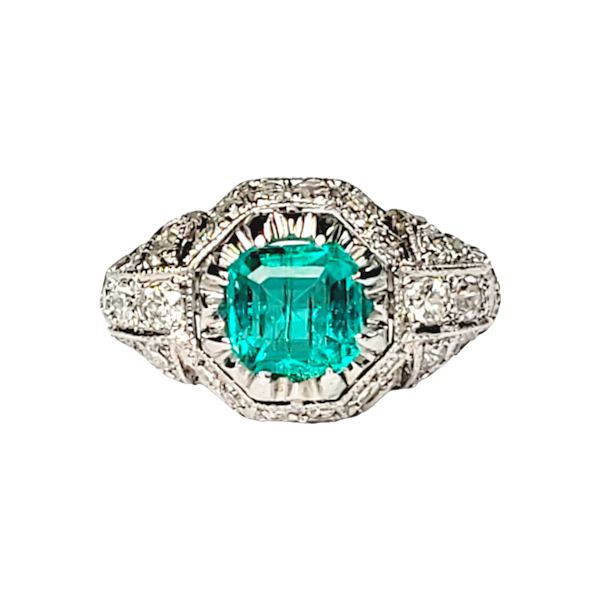 Art deco Colombian emerald and diamond ring SKU: 5725 DBGEMS - image 1