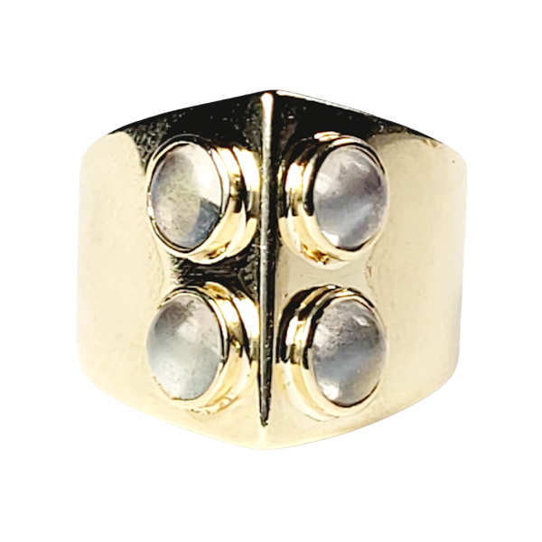 Chic vintage 18ct gold ring with moonstones SKU: 5726 DBGEMS - image 1