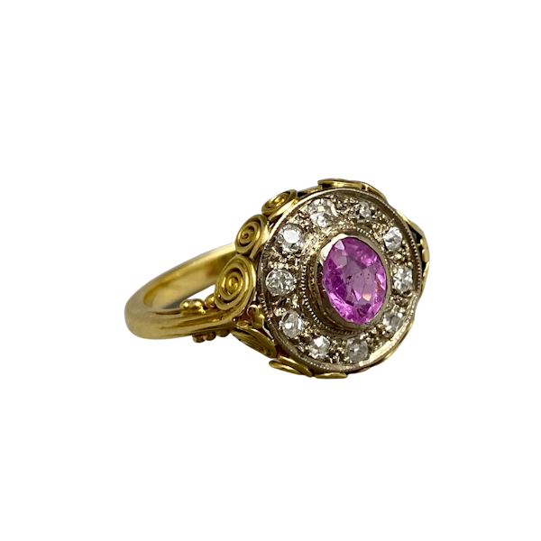 Pink Sapphire Diamond Ring in 18ct Gold & Platinum date circa 1930, Lilly's Attic since 2001 - image 1