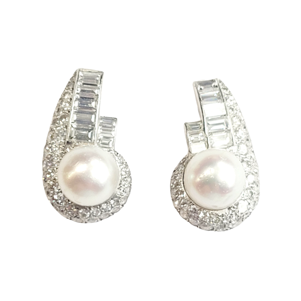 Art deco diamond and pearl earrings SKU: 5748 DBGEMS - image 1