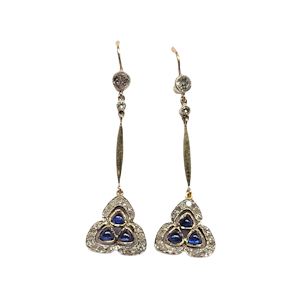 Edwardian sapphire and diamond drop earrings SKU: 5750 DBGEMA