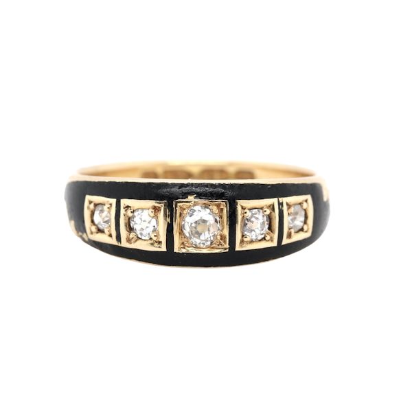 Victorian Enamel and Diamond Ring - image 1