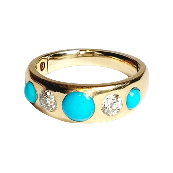 Gypsy set turquoise and diamond 18ct gold ring SKU: 5756 DBGEMS - image 1