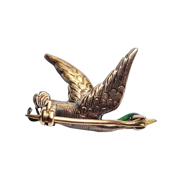 Antique enamel and diamond duck brooch SKU: 5769 DBGEMS - image 1