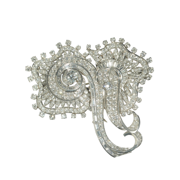 French Art Deco Diamond and Platinum Double Clip Brooch, Circa 1930 - image 1