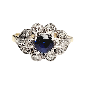 Geometric sapphire and diamond engagement ring 18ct yellow gold SKU: 5788 DBGEMS
