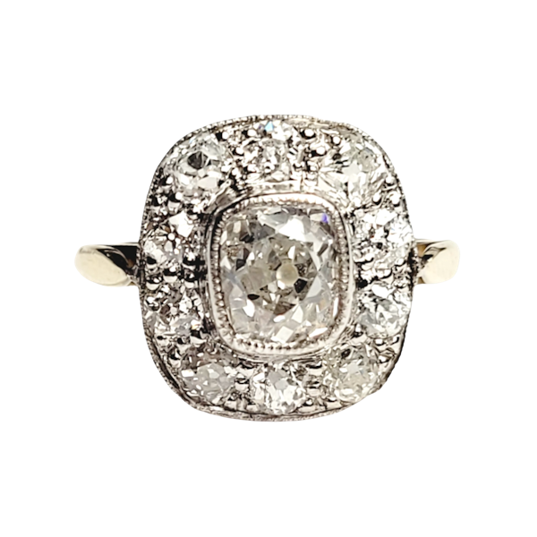 Antique Cushion cut diamond cluster engagement ring SKU: 5789 DBGEMS - image 1
